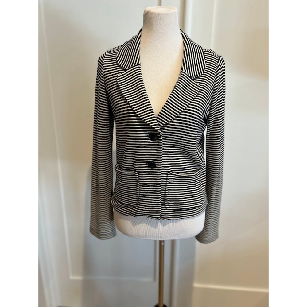 Classiques‎ Entier Atelier Striped Blazer Jacket Womens Size M Black White